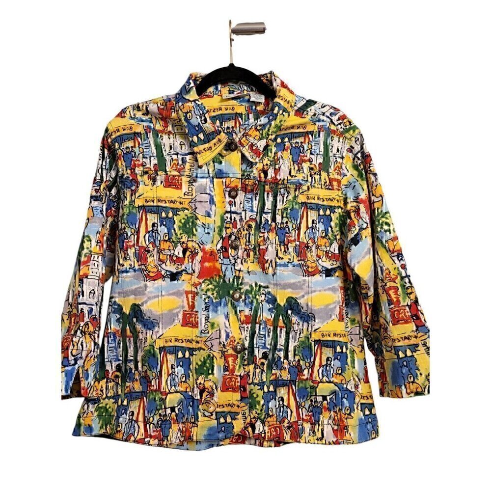 Patchington Multicolor Scenic Print Button-Down Shirt - Yellow & Blue